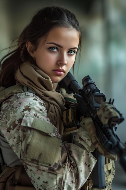 Foto soldado femenino