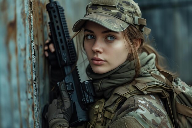Foto soldado femenino