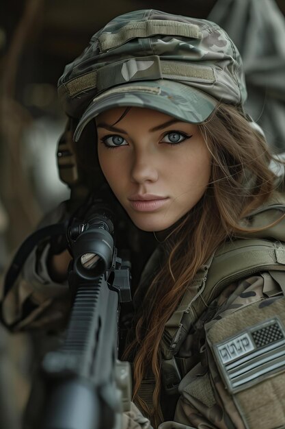 Foto soldado femenino