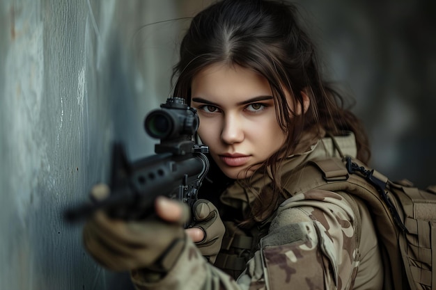 Foto soldado femenino