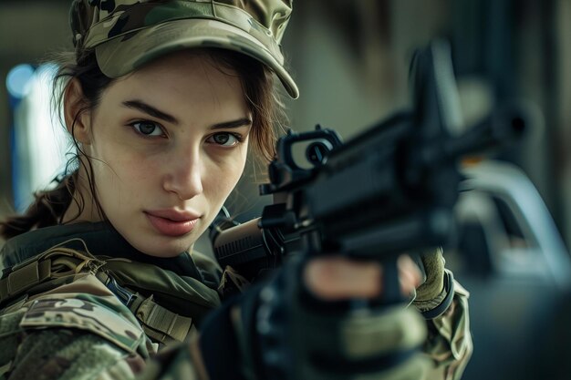 Foto soldado femenino