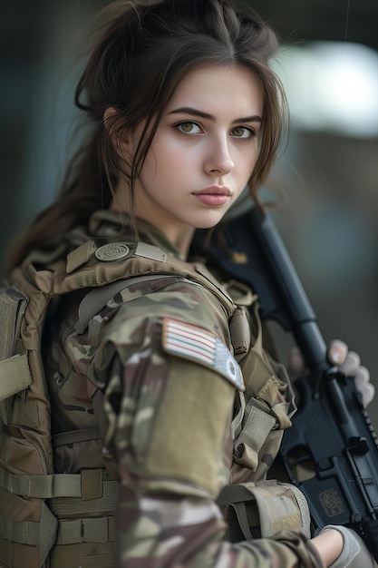 Foto soldado femenino