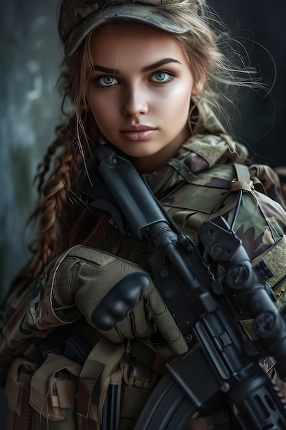 Foto soldado femenino