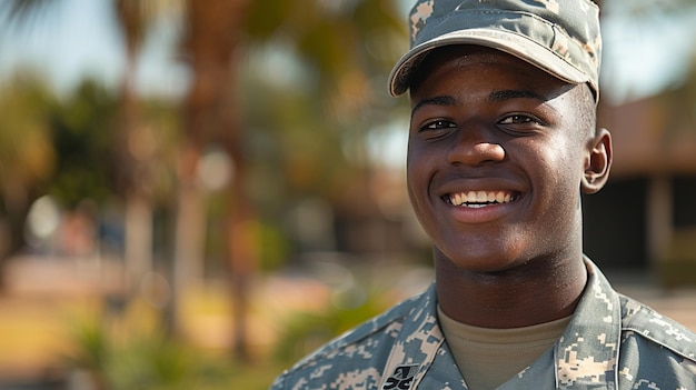 Soldado sorridente na cabeça