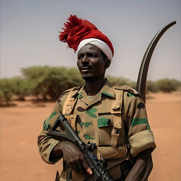 Foto soldado sudanés generado por ia