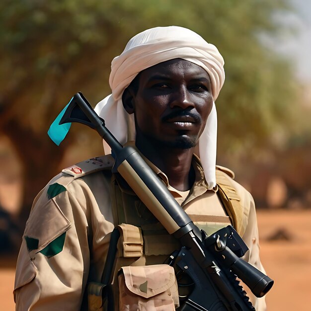 Foto soldado sudanês gerado pela ia