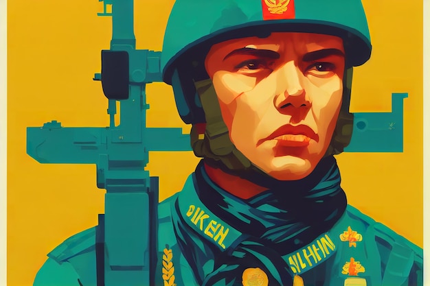 Soldado ucraniano estilizado ilustração da guerra