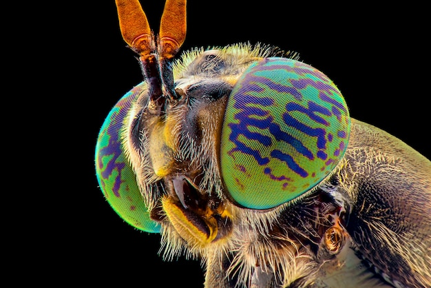 Foto soldado volar cara macro