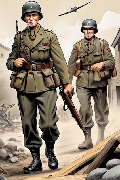 Foto soldados alemães estilo quadrinhos