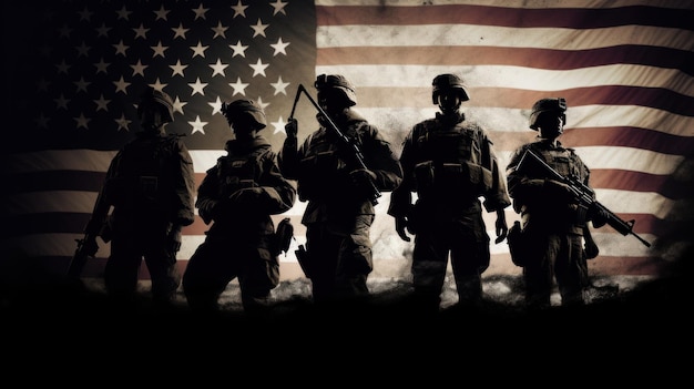 Soldados americanos e América representando liberdade liberdade AI gerado