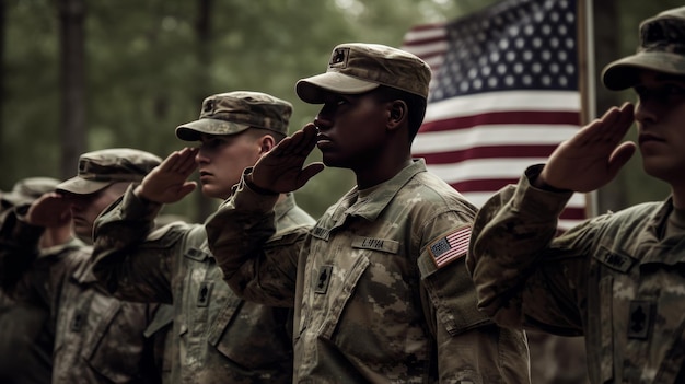 Soldados americanos e América representando liberdade liberdade AI gerado