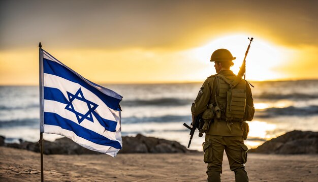 Foto soldados con la bandera de israel israelpalestina conflicto regenerativo ai por aquiles orfei