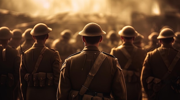 soldados de uniforme militar com as palavras "guerra" nas costas.