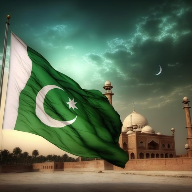 Soldados do Dia da Independência do Paquistão, 14 de agosto, acenando com tecido a bandeira do Paquistão do Paquistão