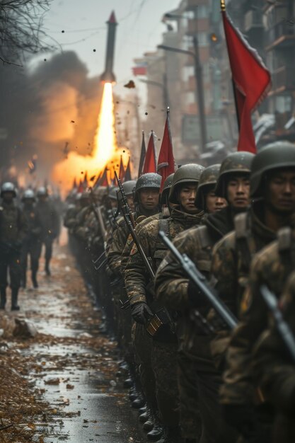 Foto soldados del ejército norcoreano