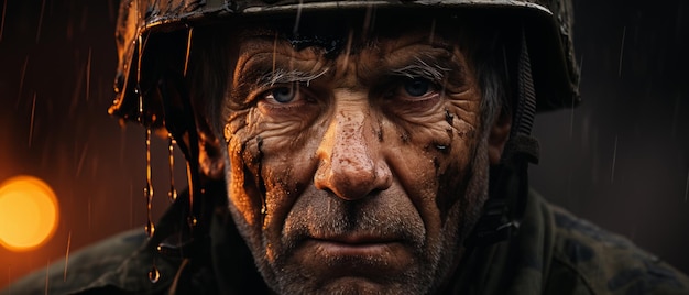 Foto soldados veteranos resiliencia bajo la lluvia