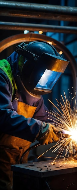 La soldadura dinámica enciende una sinfonía que enciende la luz y el calor en las rutinas diarias del soldador trabajador