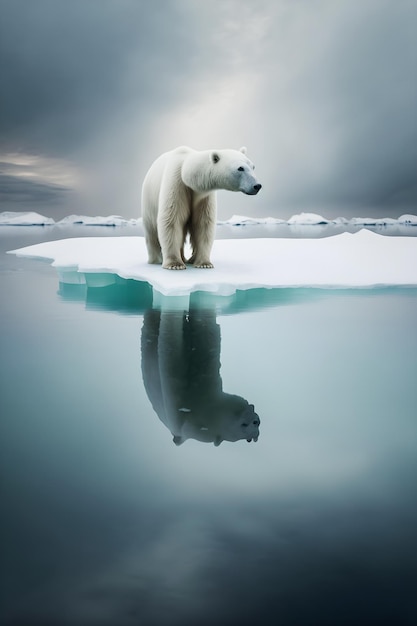 soledad y vulnerabilidad en el Ártico Captura de un oso polar solitario en un témpano de hielo que se derrite