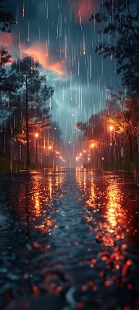 Foto la solemne temporada de lluvias charcos de agua en las calles añaden a la sensación de emoción