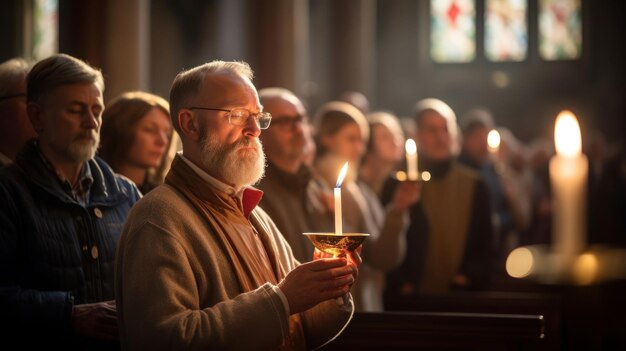 solemnidad de un servicio de vigilia de Pascua a la luz de las velas