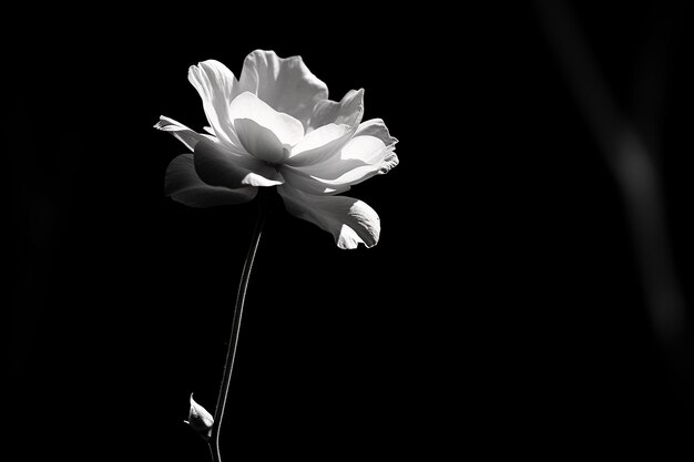 Solider schwarzer Hintergrund mit einer weißen Silhouette einer Blume