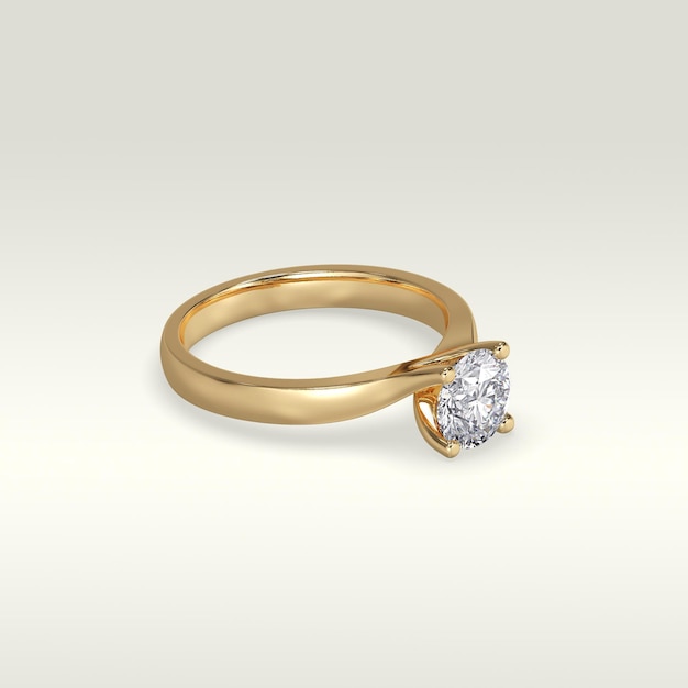 Solitaire-Verlobungsring zur Festlegung der Position in Gelbgold 3D-Rendering