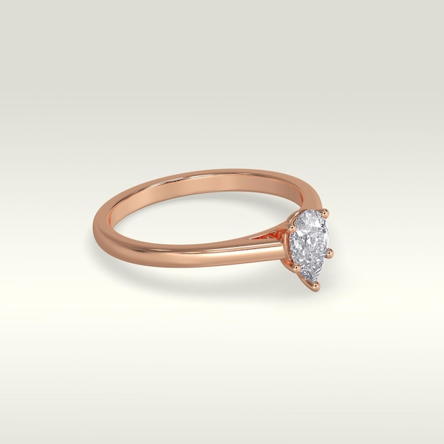 Solitaire-Verlobungsring zur Festlegung der Position in Roségold 3D-Rendering