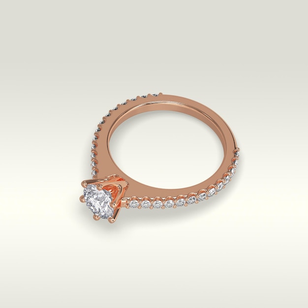 Solitaire-Verlobungsring zur Festlegung der Position in Roségold 3D-Rendering