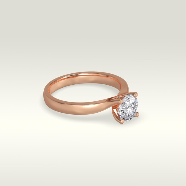 Solitaire-Verlobungsring zur Festlegung der Position in Roségold 3D-Rendering