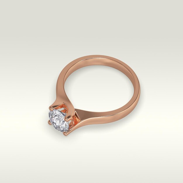 Solitaire-Verlobungsring zur Festlegung der Position in Roségold 3D-Rendering