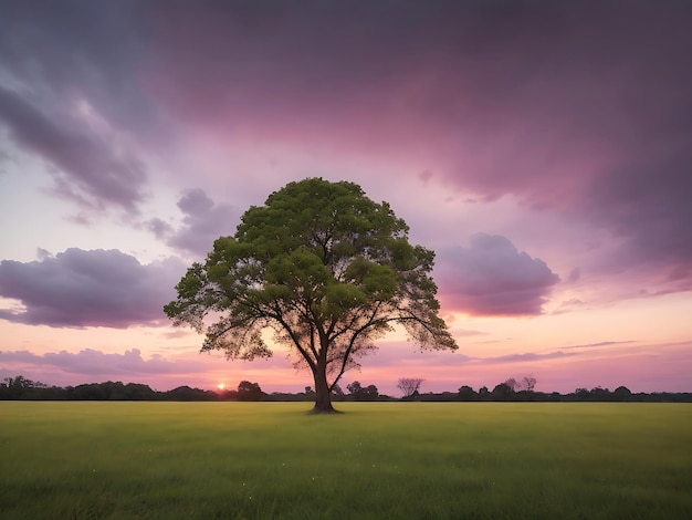 solo árbol en los campos