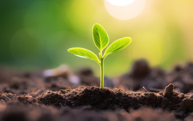 Un solo brote verde vivo representa el crecimiento y los nuevos comienzos