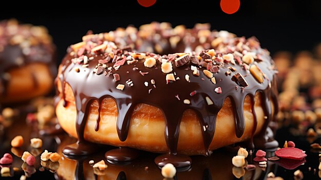 Un solo Donuts con dulce de chocolate vista frontal