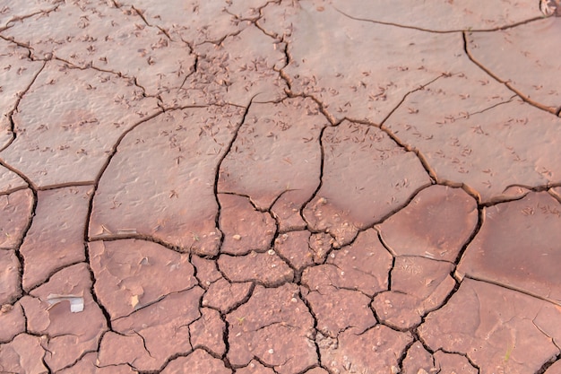 Solo em seca, textura do solo e lama seca, terreno com solo seco e rachado