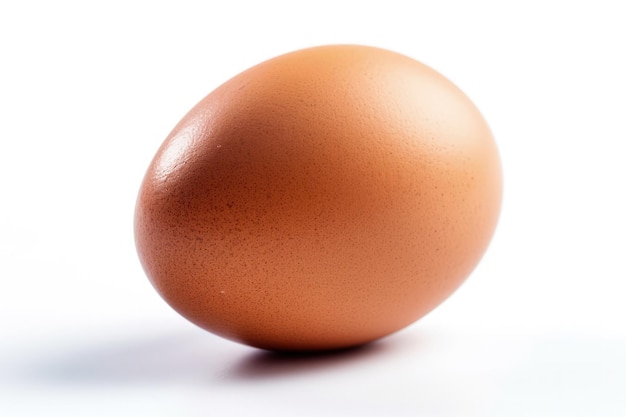 Un solo huevo marrón colocado sobre una mesa limpia y blanca IA generativa