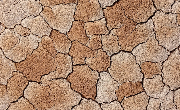 Foto solo rachado devido à seca. a estação seca faz com que o solo seque e rache