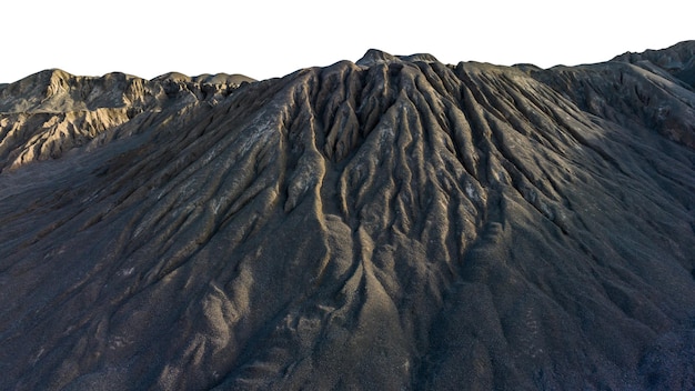 Solo rochoso de penhasco de montanha e belo padrão de textura em fundo branco isolado