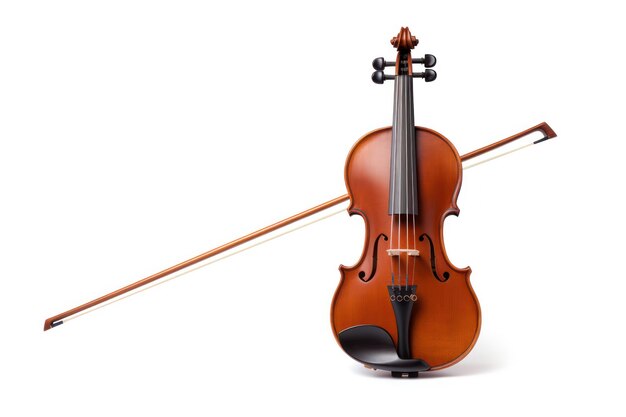 Un solo violín aislado sobre un fondo blanco