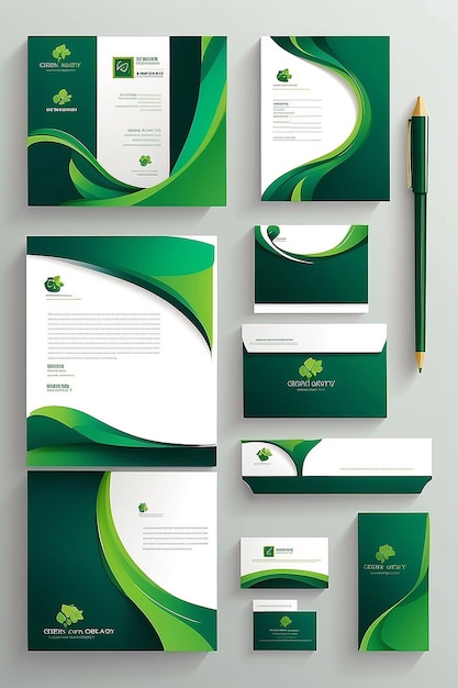 Soluciones de marca profesional de papelería empresarial ecológica