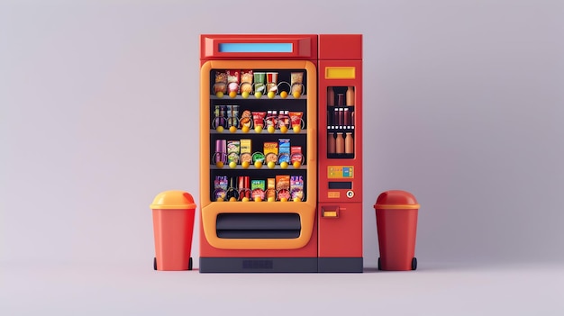 Foto soluções eficientes de snack break máquinas de venda automática inteligentes em estilo de desenho animado oferecendo rápida e conveniente