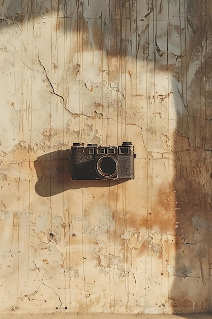 Sombra de cámara en la pared Vintage y artístico con una foto creativa de Sepia de fondo elegante