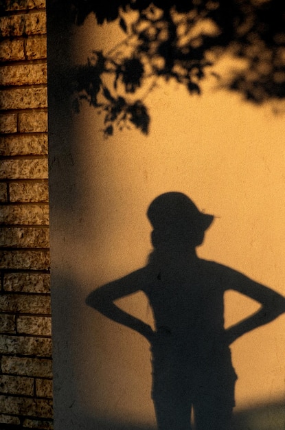 Foto la sombra de una chica en la pared