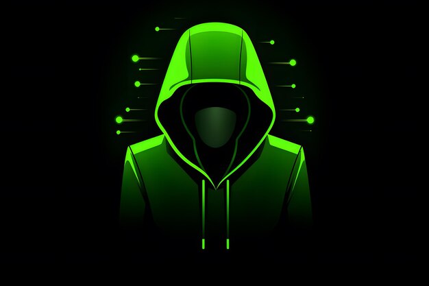 La sombra del circuito Neon Verde y Negro Hoodie Hacker