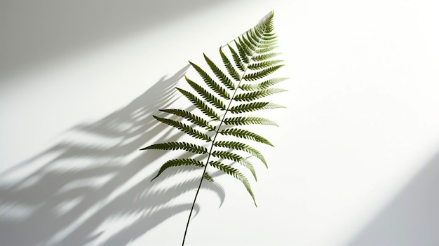 Sombra de folha de samambaia na parede branca Conceito mínimo de natureza