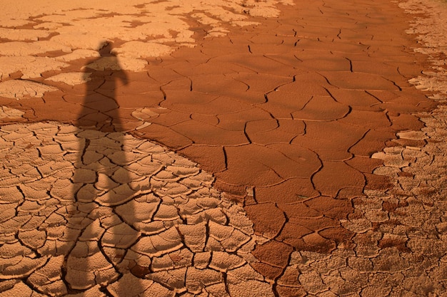 Foto sombra de uma pessoa na areia