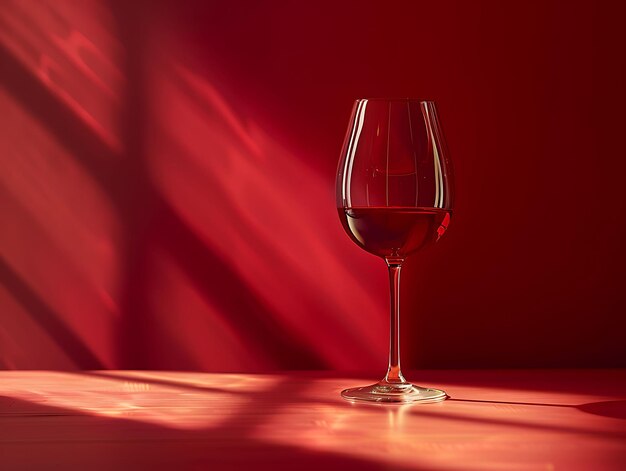 Sombra de vinho de vidro lançada na parede elegante e refinada com uma foto criativa de fundo elegante