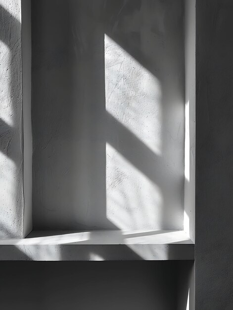 La sombra de la estantería como silueta en la pared geométrica y una foto creativa de fondo elegante