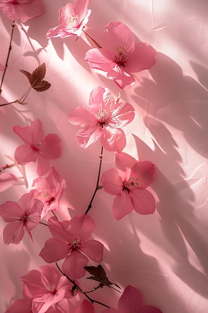 La sombra de la flor como silueta echada en la pared Foto creativa delicada e intrincada de un fondo elegante