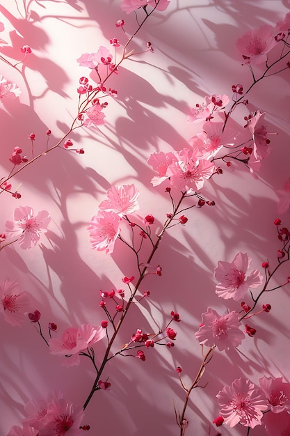 La sombra de la flor como silueta echada en la pared Foto creativa delicada e intrincada de un fondo elegante