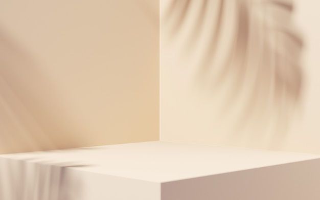 Sombra de hojas sobre fondo beige para la presentación del producto